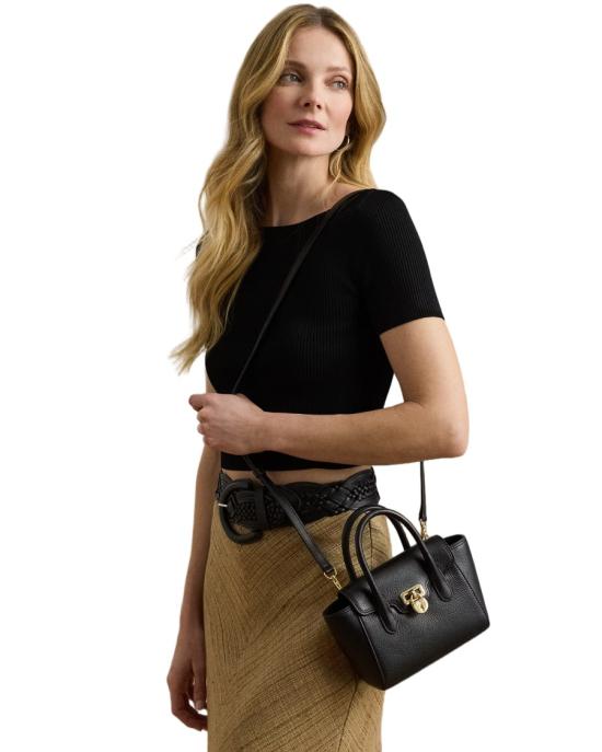 26SS 랄프 로렌 태너 페블 레더 스몰 사첼 토트백 431969349002 Black - RALPH LAUREN