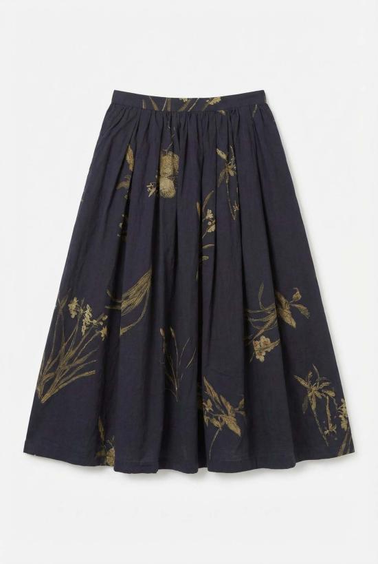  파드칼레 미디 스커트 Pas De Calais 자포니즘 플라워  네이비