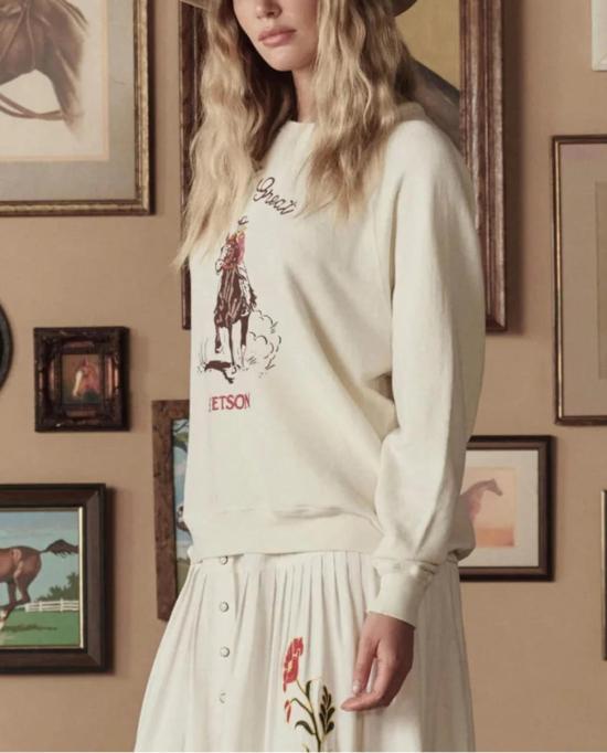  더 그레이트 스웨터 위대한. 스텟슨 그래픽 화이트 컬리지 스웨트셔츠 - THE GREAT