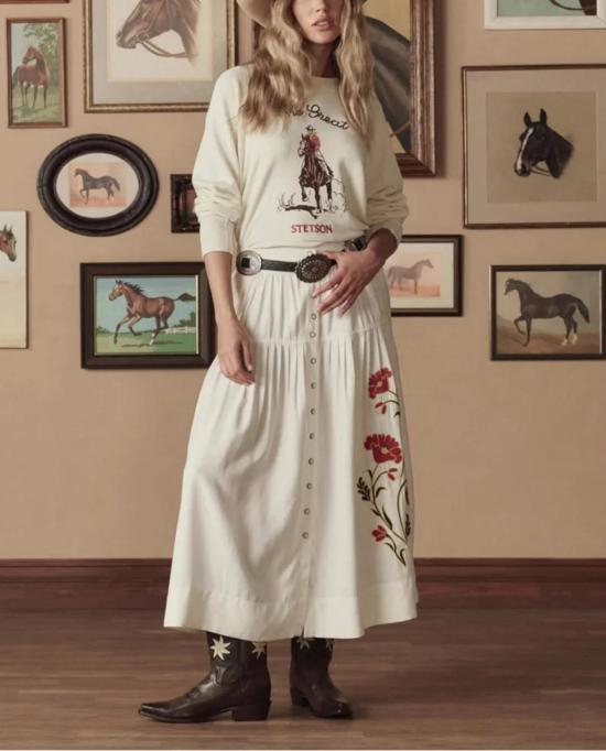  더 그레이트 스웨터 위대한. 스텟슨 그래픽 화이트 컬리지 스웨트셔츠 - THE GREAT