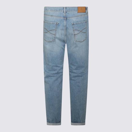  브루넬로 쿠치넬리 데님 팬츠 Brunello Cucinelli 코튼 진 블루 - BRUNELLO CUCINELLI
