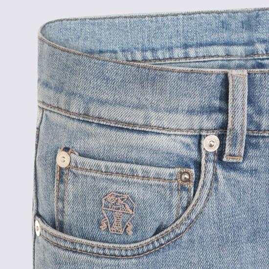 브루넬로 쿠치넬리 데님 팬츠 Brunello Cucinelli 코튼 진 블루 - BRUNELLO CUCINELLI