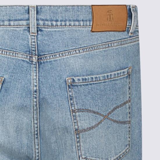  브루넬로 쿠치넬리 데님 팬츠 Brunello Cucinelli 코튼 진 블루 - BRUNELLO CUCINELLI
