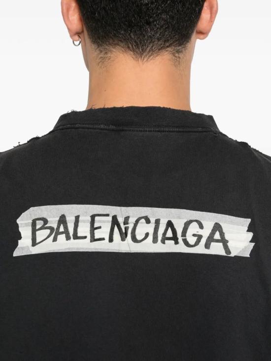 26SS 발렌시아가 마스킹 테이프 티셔츠 미디움 핏 764235 TTVL6 1041 FADED BLACK DOM - BALENCIAGA