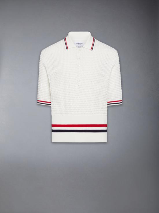 26SS 톰브라운 플로트 리플 스티치 RWB 스트라이프 폴로 MKP155A Y3009 100 WHITE DOM