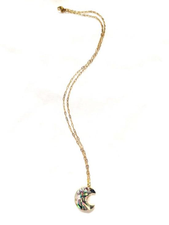  아머 앤 애로우즈 네크리스 전복 껍질 달 모양 롱 체인 목걸이 (금도금) - ARMOR & ARROWS