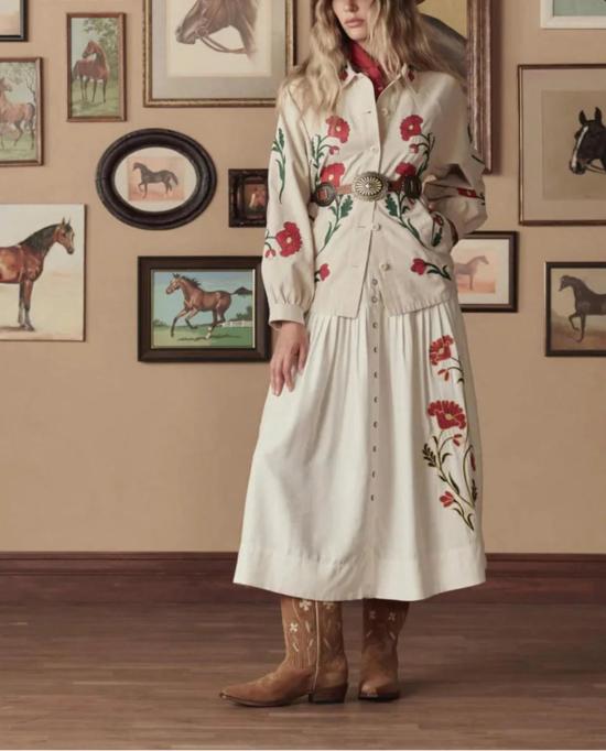  더 그레이트 자켓 . 웨스턴 자수 코모도어 재킷 크림 - THE GREAT