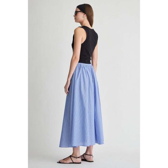  어피스 어파트 롱 스커트 Apiece Apart Hanne Tie Maxi Skirt Microstripe Blue & Cream - APIECE APART