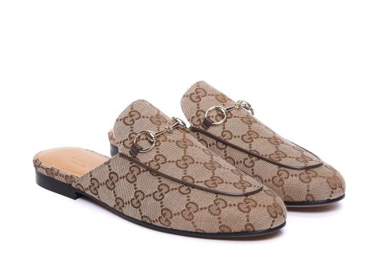  구찌 뮬/슬리퍼 GG 로고 프린스타운 슬리퍼 베이지 - GUCCI