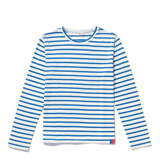  큘 긴팔 티셔츠 쿨레 모던 롱티 화이트/로얄 블루