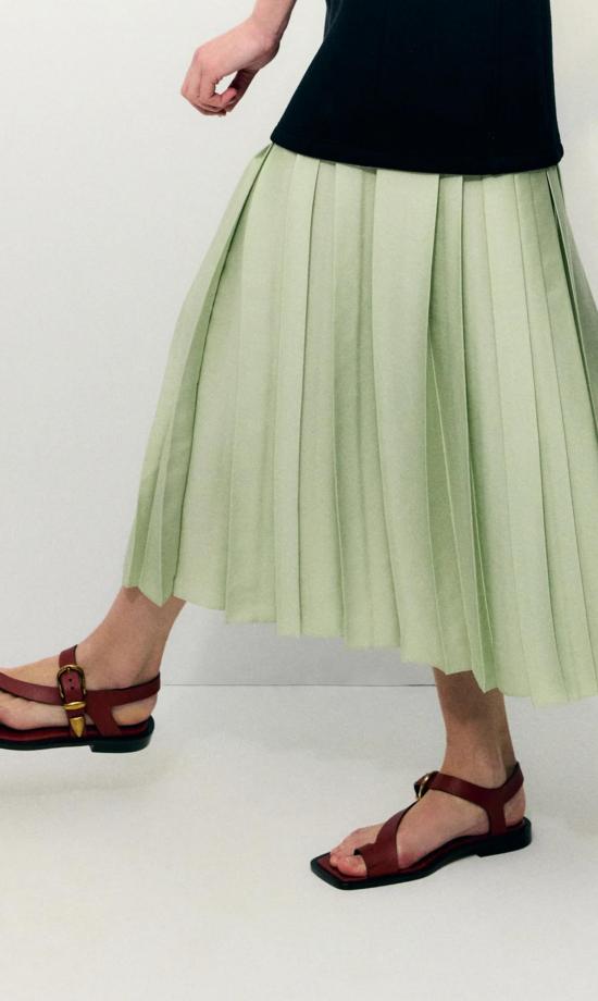  티비 롱 스커트 페더웨이트 스커트 세이지 - TIBI