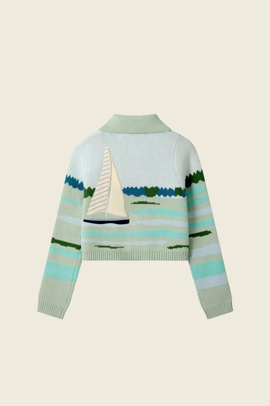  하우스오브써니 가디건 하우스 오브 써니 세일 어웨이 트리퍼 카디건 아쿠아 - HOUSE OF SUNNY