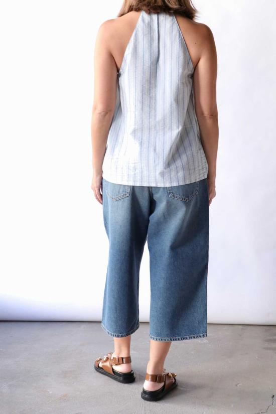  텔라 민소매 티셔츠 잉카 스트라이프 홀터 탱크탑 - TELA