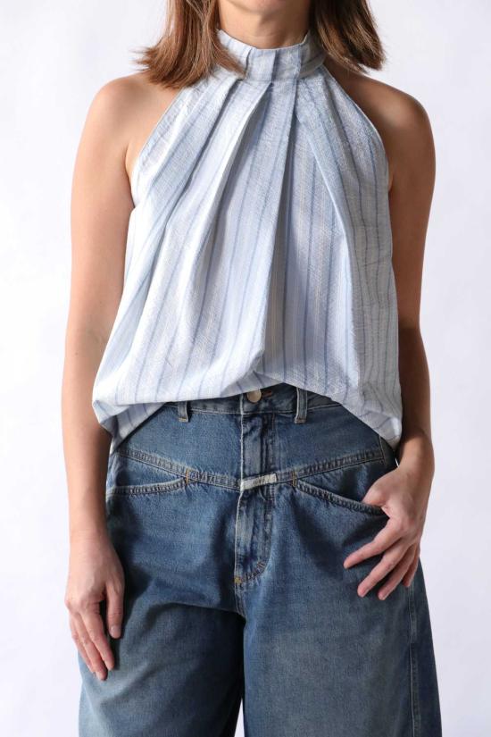  텔라 민소매 티셔츠 잉카 스트라이프 홀터 탱크탑 - TELA