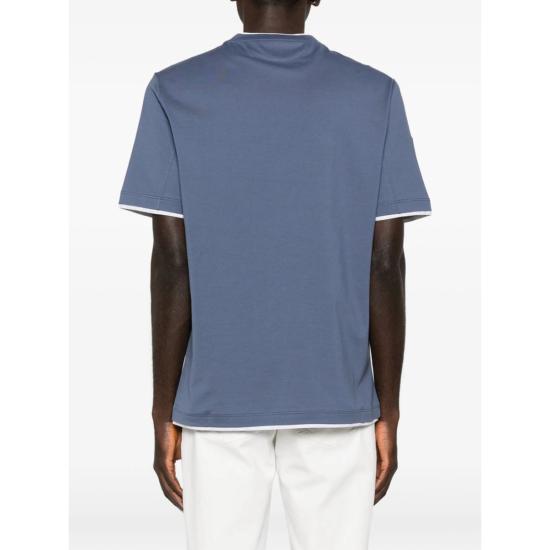  브루넬로 쿠치넬리 반팔 티셔츠 Brunello Cucinelli 티셔츠 블루 - BRUNELLO CUCINELLI