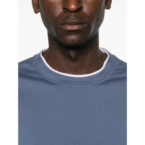  브루넬로 쿠치넬리 반팔 티셔츠 Brunello Cucinelli 티셔츠 블루 - BRUNELLO CUCINELLI