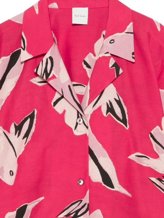  폴 스미스 셔츠 프린트 코튼 셔츠 레드 - PAUL SMITH