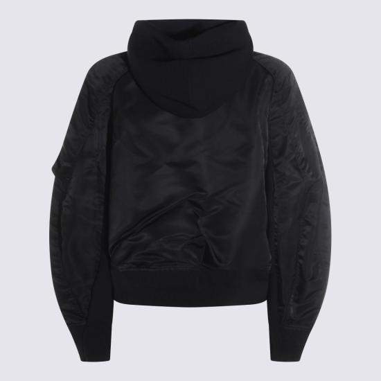  사카이 자켓 지퍼 앞면 면 스웨트셔츠 블랙 - SACAI