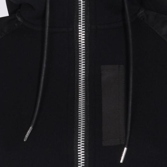 사카이 자켓 지퍼 앞면 면 스웨트셔츠 블랙 - SACAI