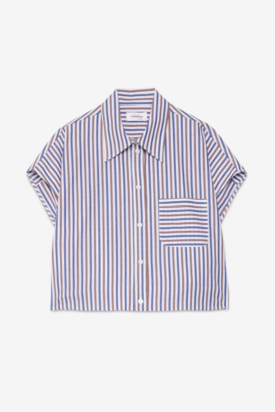  오또다메 셔츠 오토다메 크롭 벌룬 셔츠 스트라이프