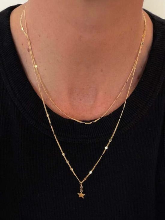  아머 앤 애로우즈 네크리스 섬세한 이중 레이어 별 모양 드롭 목걸이 금도금 - ARMOR & ARROWS