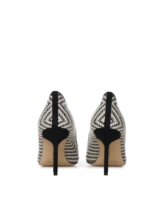  마놀로 블라닉 힐/펌프스 라피아 및 가죽 펌프스 화이트 - MANOLO BLAHNIK