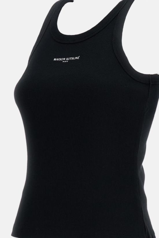  메종키츠네 민소매 티셔츠 메종 키츠네 로고 탱크탑 블랙 - MAISON KITSUNE