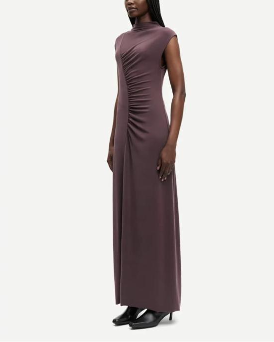  삼소앤삼소 롱 원피스 Samsøe Samsøe Saandressa 드레스 브라운 - SAMSOE SAMSOE