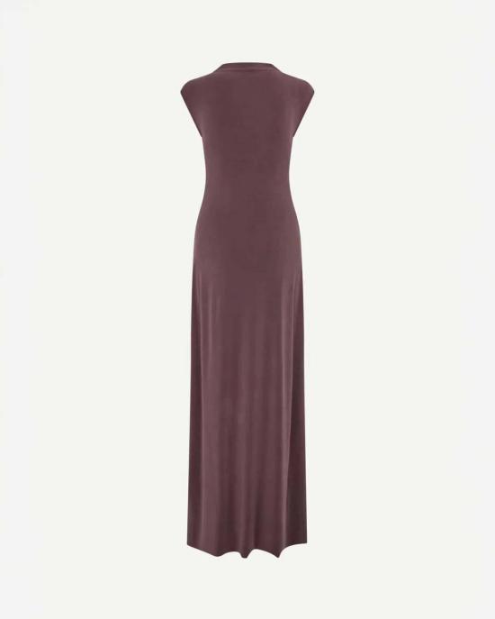  삼소앤삼소 롱 원피스 Samsøe Samsøe Saandressa 드레스 브라운 - SAMSOE SAMSOE