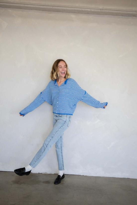  아잘레아 스웨터 아잘리아 메이지  코발트 스트라이프 - AZALEA