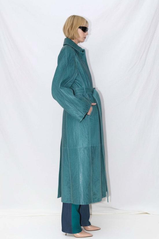  요바나 마르코비치 가죽 자켓 조바나 마르코비치 블루 웨이브 가죽 코트 - JOVANA MARKOVIC