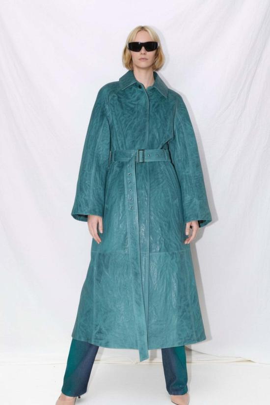  요바나 마르코비치 가죽 자켓 조바나 마르코비치 블루 웨이브 가죽 코트