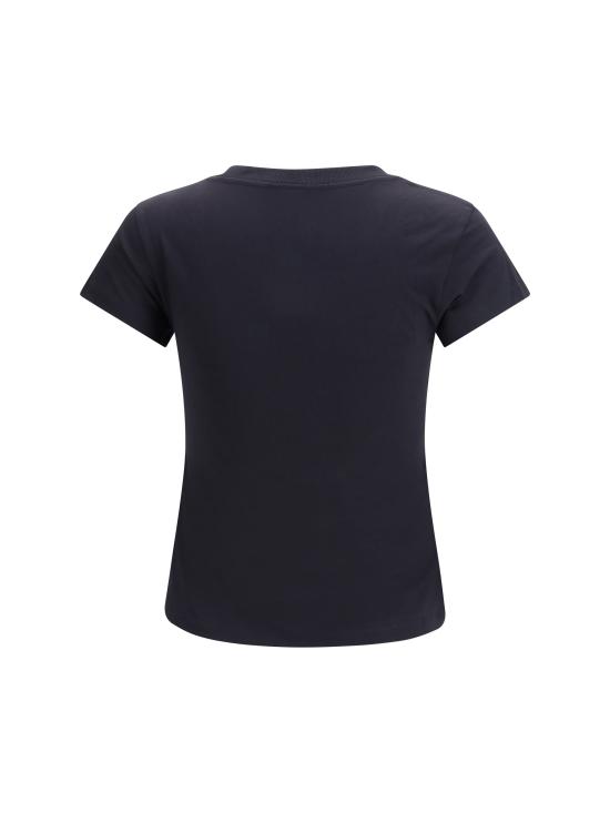 26SS 가니 크로쉐 패치 베이직 코튼 저지 베이비 핏 티셔츠 A1050178 252 BLACK - GANNI