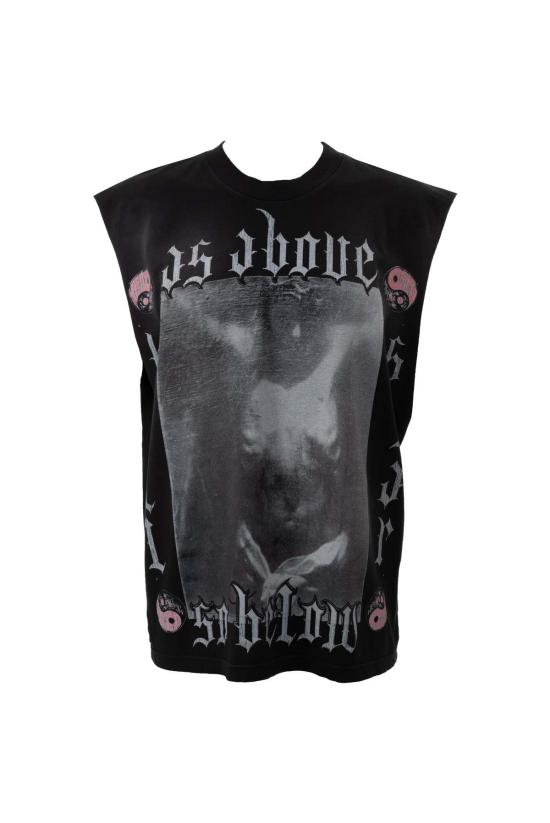  헬스타 민소매 티셔츠 애즈 어보브 소 빌로우 머슬 티셔츠 블랙