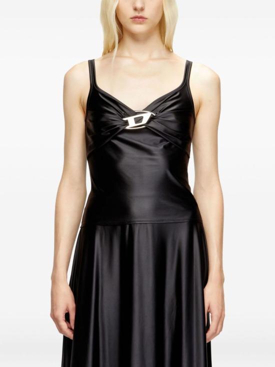  디젤 민소매 티셔츠 로고 탱크탑 블랙 - DIESEL