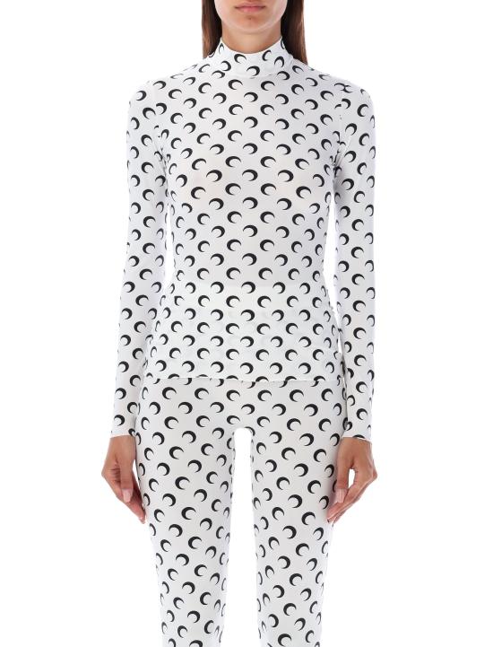 26SS 마린세르 문 프린티드 저지 세컨드 스킨 하이넥 탑 WTS005ACJER0001 WH00 - MARINE SERRE