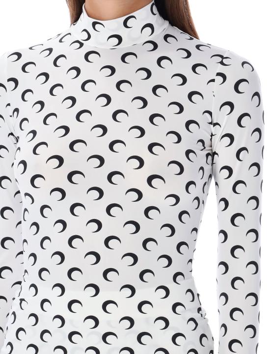 26SS 마린세르 문 프린티드 저지 세컨드 스킨 하이넥 탑 WTS005ACJER0001 WH00 - MARINE SERRE