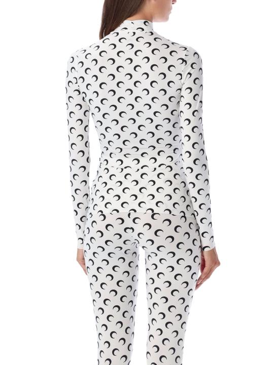 26SS 마린세르 문 프린티드 저지 세컨드 스킨 하이넥 탑 WTS005ACJER0001 WH00 - MARINE SERRE