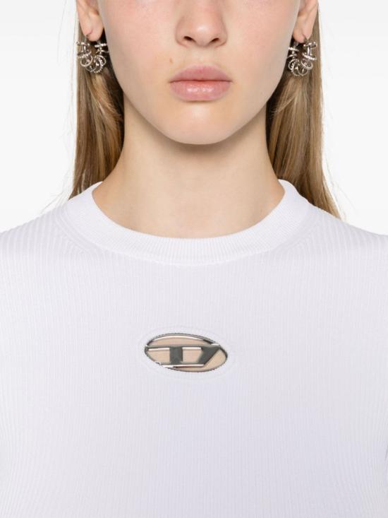  디젤 긴팔 티셔츠 로고 크롭탑 - DIESEL