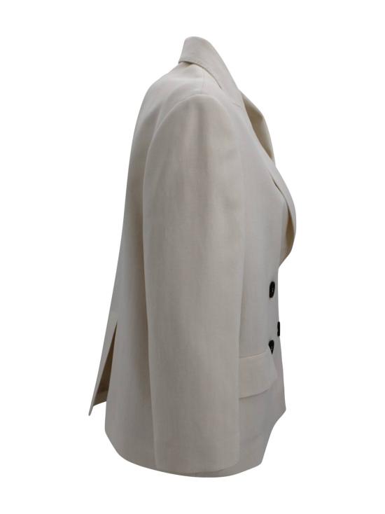  브루넬로 쿠치넬리 수트 자켓 더블 브레스트 블레이저, 모닐리 디테일 크림색 - BRUNELLO CUCINELLI