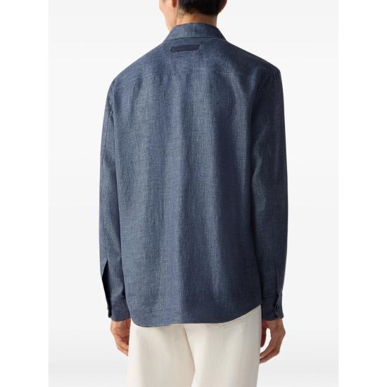 26SS 에르메네질도제냐 긴팔 셔츠 RUHV75A3 SOT52 B07G BLUE - ERMENEGILDO ZEGNA