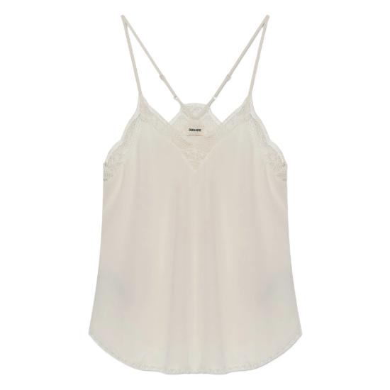 26SS 자딕앤볼테르 CHRISTY 크리스티 레이스 트리밍 실크 캐미솔 WWCR01313 ECRU NEUTRALS