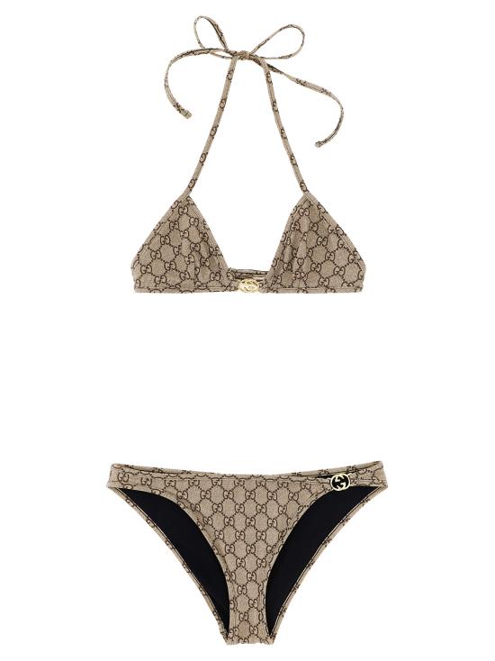 26SS 구찌 프린티드 GG 스트레치 저지 비키니 688999XHAK32270 Beige