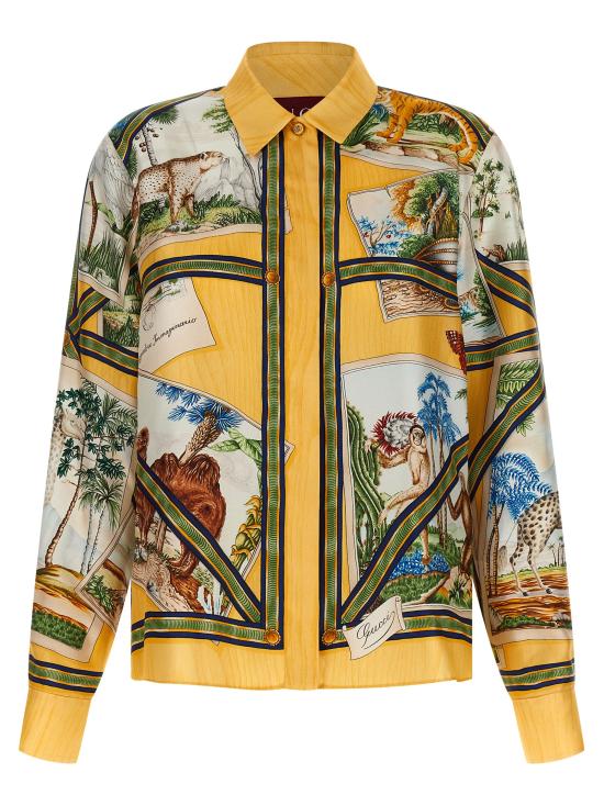 26SS 구찌 프린트 실크 트윌 셔츠 856090ZAUK67313 Multicolor