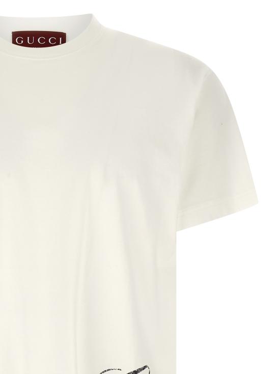 26SS 구찌 프린트 디테일 코튼 저지 티셔츠 856477XJHQM9066 White - GUCCI