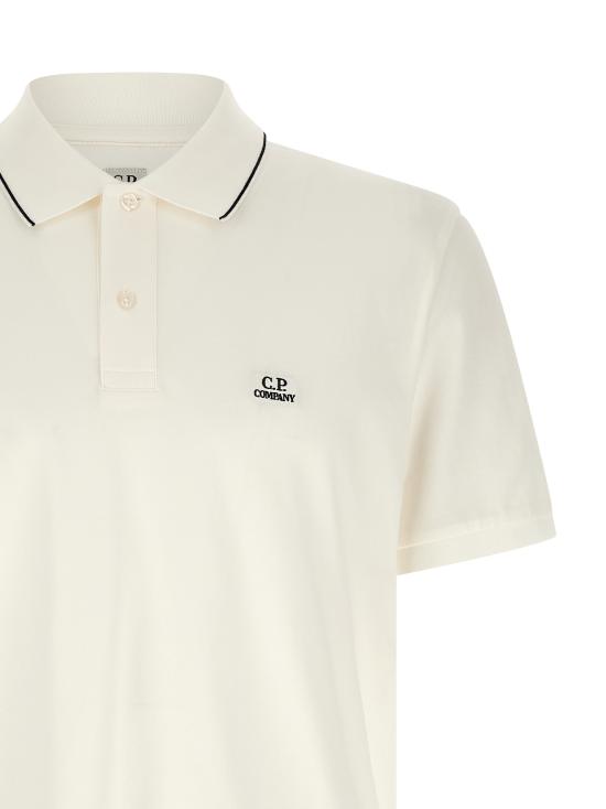 26SS 씨피 컴퍼니 스트레치 피케 스트라이프 칼라 반소매 폴로 셔츠 RCCMPL722A005263W103 White - C.P. COMPANY