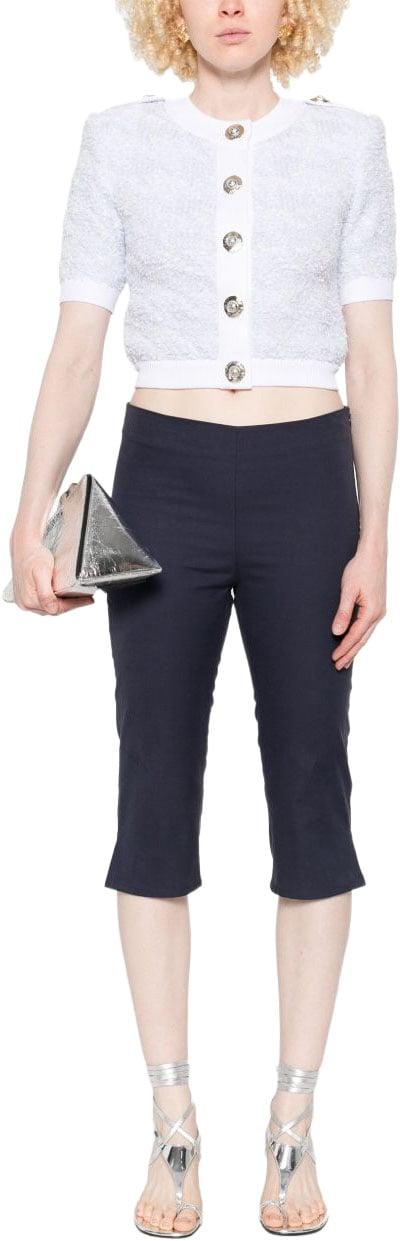 25FW 발망 숏슬리브 하운드투스 트위드 니트 가디건 FF1KL235KI72SOM LICHTBLUE - BALMAIN