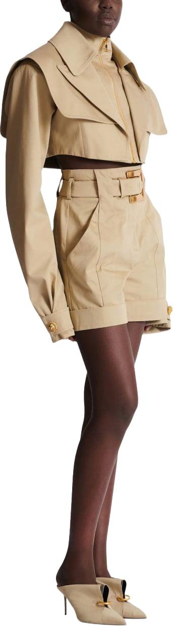 26SS 발망 벨트 코튼 개버딘 쇼츠 GF1PA375CG430AN BEIGE - BALMAIN