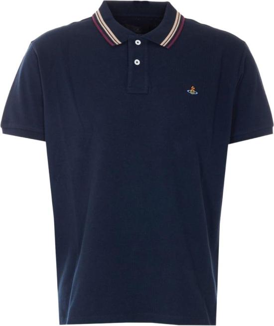 26SS 비비안웨스트우드 클래식 ORB 로고 반팔 폴로 카라티 2H01000UJ00AUK410 NAVY