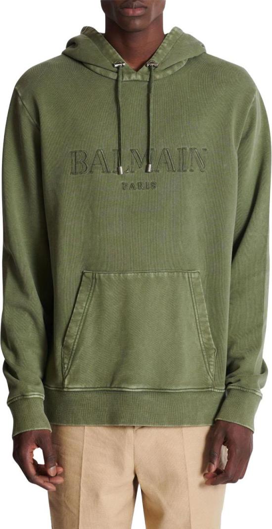25FW 발망 후드 티셔츠 FH1JT047BC72UIA DONKERGREEN - BALMAIN